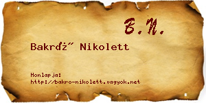 Bakró Nikolett névjegykártya